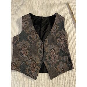 Vintage 80s  Vest  Paisley Tapestry Brocade -exact measurements in photos.